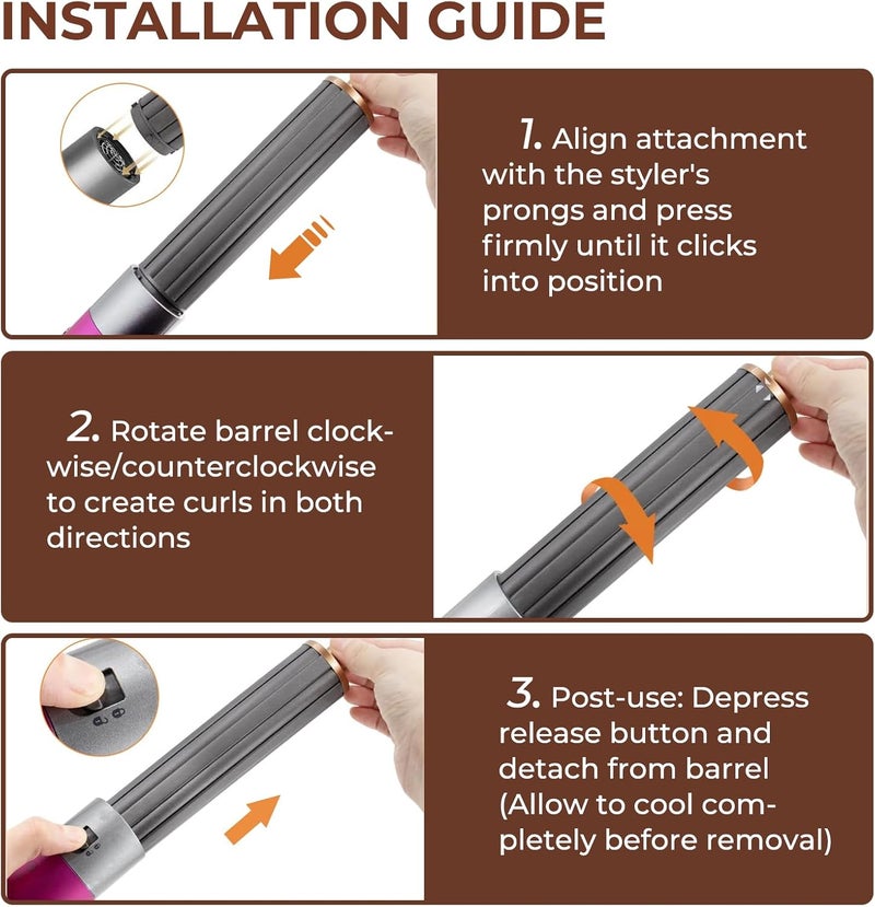 AIKOLZON 20mm/0.78" Long Barrel Attachment for Dyson Airwrap Compatible - Adjustable Bidirectional Curling, Heat-Resistant Material, Instant Use for Voluminous (Curling Iron 20mm) - Image 5